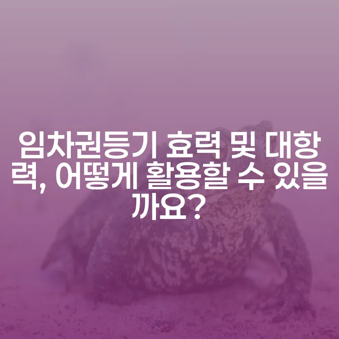 임차권등기 효력 및 대항력, 어떻게 활용할 수 있을까요?